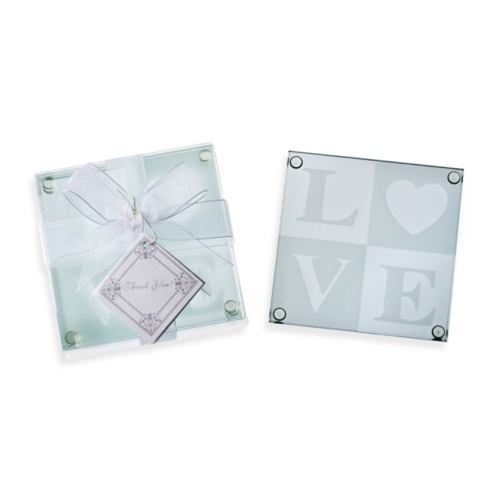 💕3/$25 💕 NWT Kate Aspen LOVE Glass Coasters (Set of 4)